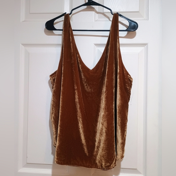 Velvet V-Neck Tank Top in Brown - Picture 4 of 6